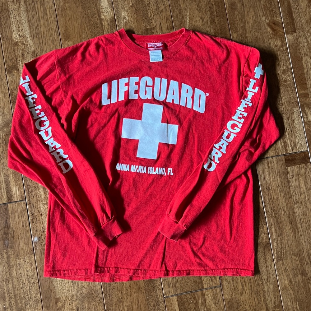 Lifeguard Red Long Sleeve t-shirt size Mens Large